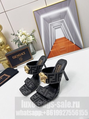 Versace x Fendi 11cm Fendace FF Fabric Slide Sandals 2022 Collection 021