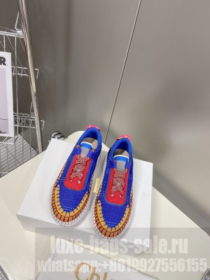 Chloe Nama embroidered suede and recycled mesh sneakers Pink 2022 Collection