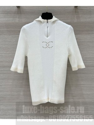 Chanel Women's Hooded Knitted Top White