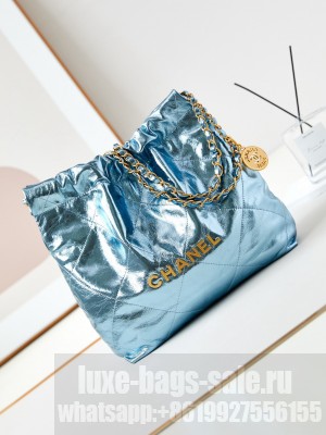 CHANEL 22 SMALL HANDBAG AS3260 Pearlescent blue