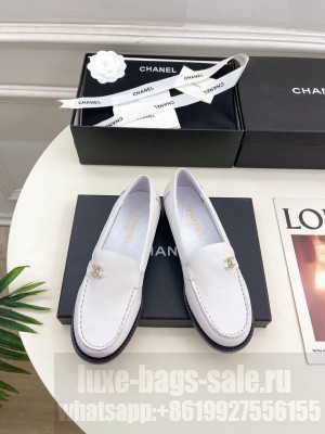 Chanel patent calfskin loafer with CC crystal logo white 2025