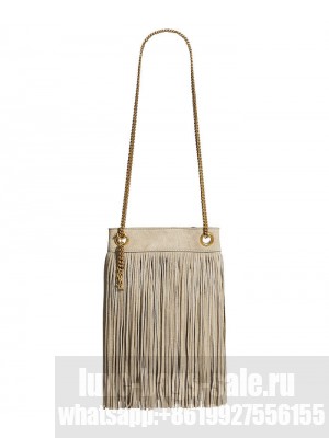 Saint Laurent Grace Small Chain Bag In Suede Light Gray