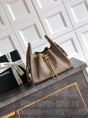 CHANEL 25 MINI HANDBAG Suede AS5631 gray