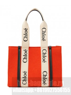 Chloe Medium Woody Tote Bag Orange