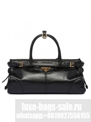 Prada Medium Leather Handbag 1BA426 Black