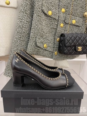 Chanel Heel 6.5cm chain Pumps Black Spring 2022 Collection