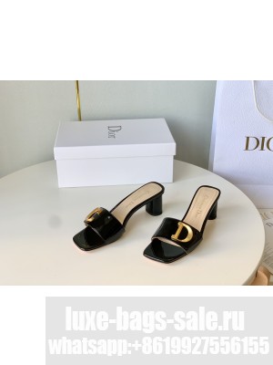 Dior C'est Dior Heeled Slide Sandals 4.5cm in Velvet with CD Letters 2023 black