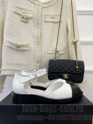 Chanel Women's Mary Janes Lambskin 3cm Flat Sandals 2023 Collection White