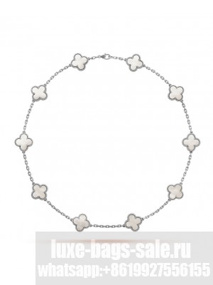 Van Cleef & Arpels Women's Vintage Alhambra Necklace, 10 Motifs Silver