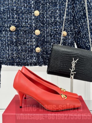 Valentino Vlogo Calfskin 75mm Pump Red