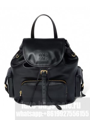 Miumiu Leather Backpack 5BZ042 Black