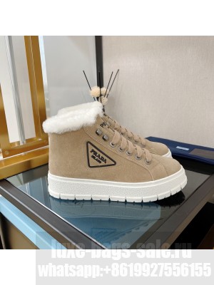 Prada suede and shearling Boots Beige
