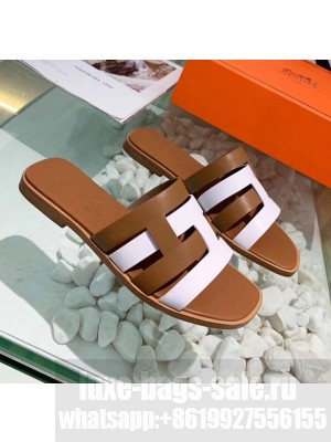 Hermes Calfskin Amore Sandal Brown/White 2020 Collection