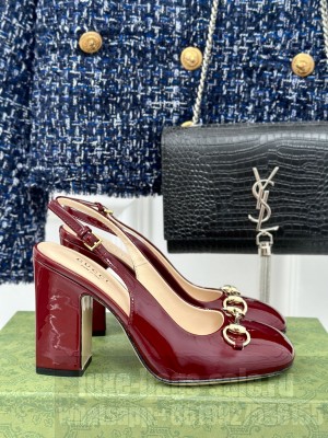 Gucci Horsebit 9.5cm 789190 Slingback Pump 2024 Burgundy