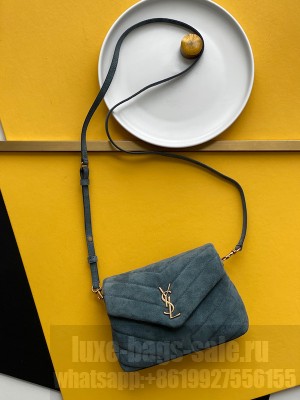 YSL Saint Laurent Loulou Toy Bag In Suede And Quilted Leather 678401 Algae
