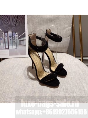 GIANVITO ROSSI BIJOUX CRYSTAL 105 MM ALL BLACK SUEDE SANDALS 2022 COLLECTION