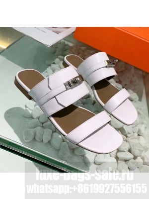 Hermes Calfskin Avenue Sandal White 2020 Collection