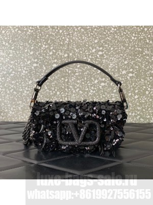 VALENTINO V-logo MINI LOCO sequin and leather bag WA0K53-2
