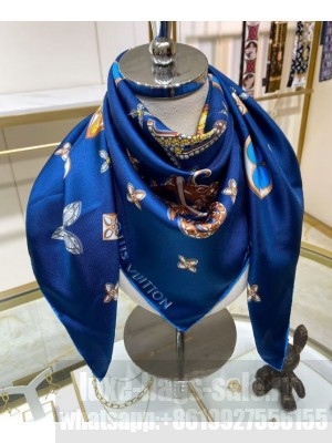 Louis Vuitton Women's Precious Dragon Silk Square 90 Blue