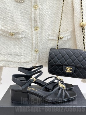 Chanel Sandals Lambskin Black G46274 heel 4.5cm 2025