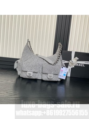 Chanel LARGE HOBO BAG Washed Denim AS5339 gray