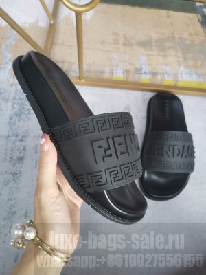 Versace x Fendi Unisex Fendace Flat Slide Sandals Black 2022 Collection 09