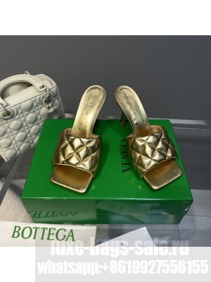 BOTTEGA VENETA Lido Intreccio metallised leather 9cm mules Gold