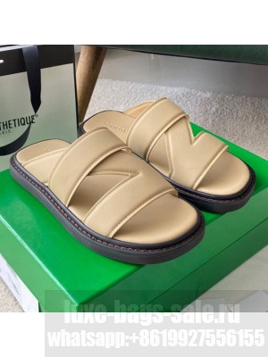 Bottega Veneta Band Cross Flat Sandals Apricot  2021 Collection