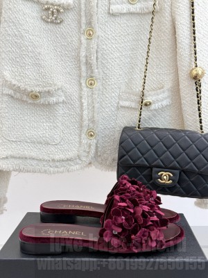 Chanel mules suede Kidskin & Strass Burgundy G46231 2025