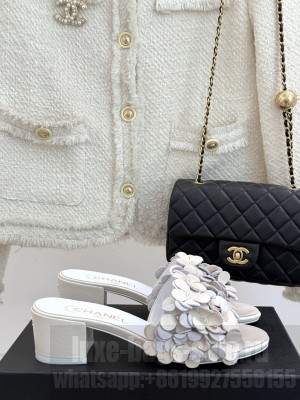 Chanel 5cm mules Kidskin & Strass White G46231 2025