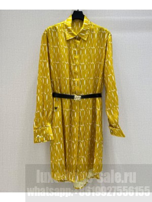Christian Dior Women's Miss Dior Allover Pattern Dress Yellow