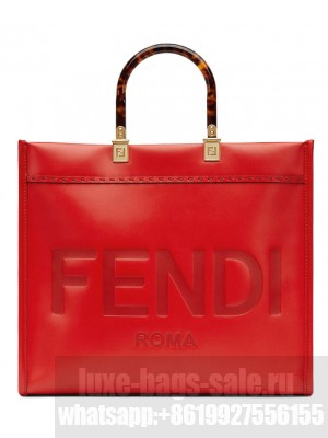 Fendi Sunshine Medium Leather Shopper 8BH386 Red