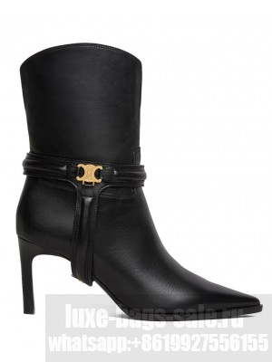 Celine Women's Verneuil Triomphe Harness Low Boot In Calfskin Black
