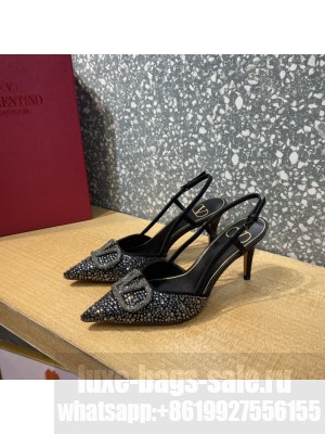 Valentino VLogo Slingback Pumps 8cm in black Crytal 2022 Collection