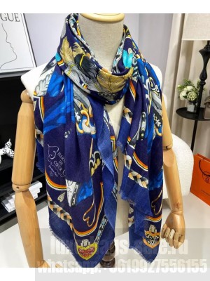 Hermes Women's Harnais De Coeur Scarf Blue