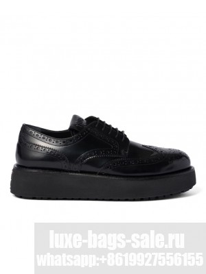 Miumiu Women's Brushed Leather Oxford Brogues 5E177E Black