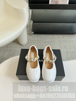 Chanel Lambskin  Mary Jane White