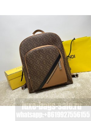 Fendi Chiodo Fendi Diagonal FF canvas backpack 7VZ076A Brown