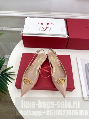 Valentino Garavani The Bold Edition Vlogo Slingback Ballerina In Beige Patent Leather 2025