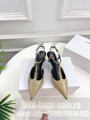 CELINE KITTEN WITH TRIOMPHE T-BAR STRAP IN CALFSKIN GOLD