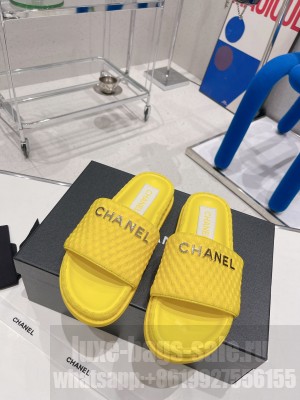 Chanel checked wool fabric Mules 2022 Collection,red