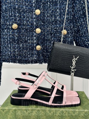 GUCCI Horsebit Slim Flat Sandals In Pink