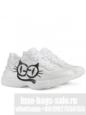 Gucci Unisex Rhyton Sneaker With Cat Eyes White