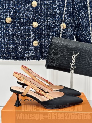 Louis Vuitton Blossom Leather Slingback Pump Black