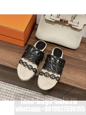 Hermes Gwen espadrille 2023 Collection Black