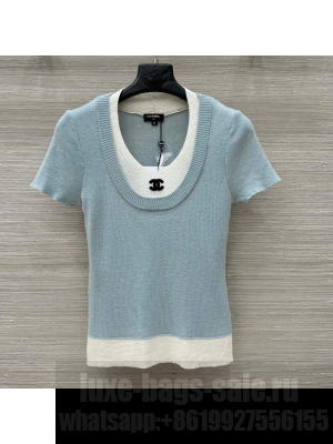 Chanel Knit Top Blue 2025