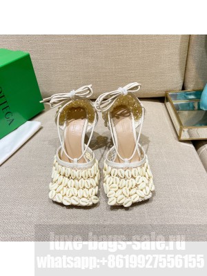 Bottega Veneta Mesh and Lambskin Stretch Sandals Spring/Summer 2022 Collection,Creamy