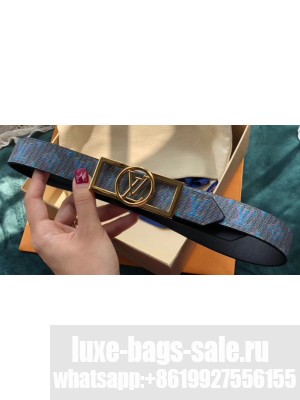 Louis Vuitton Width 3cm Square Circle LV Belt Blue/Gold