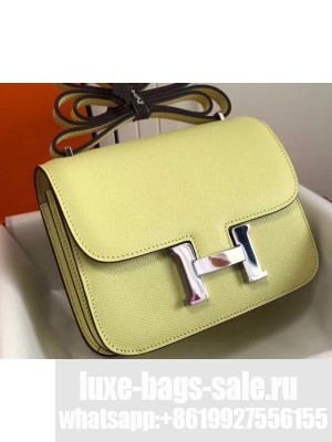 Hermes Constance Mini/MM Bag in Epsom Leather Light Yellow with Silver Hardware