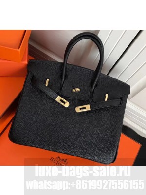 Hermes Birkin 25cm Bag Black in Togo Leather With Gold Hardware